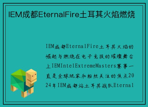 IEM成都EternalFire土耳其火焰燃烧